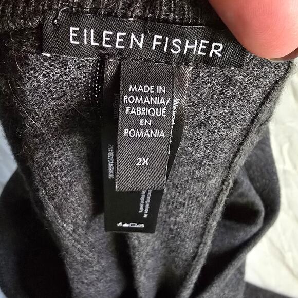Eileen Fisher 100% Cashmere Ribbed Knit Pencil Skirt Charcoal Gray 2X SEE - Picture 5 of 7